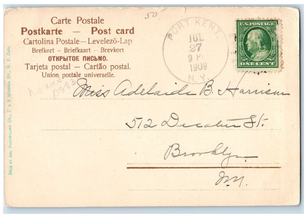 1909 Schooner Greetings from Lake Champlain New York NY Port Kent NY Postcard