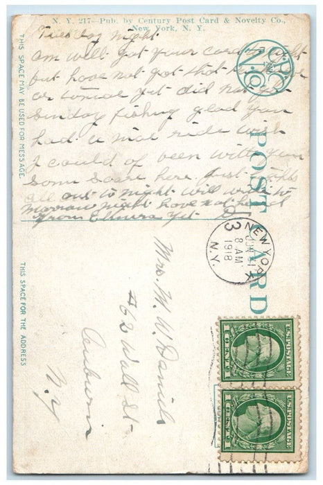 1918 The Gay White Looking Towards 42ND Street Trolley New York City NY Postcard