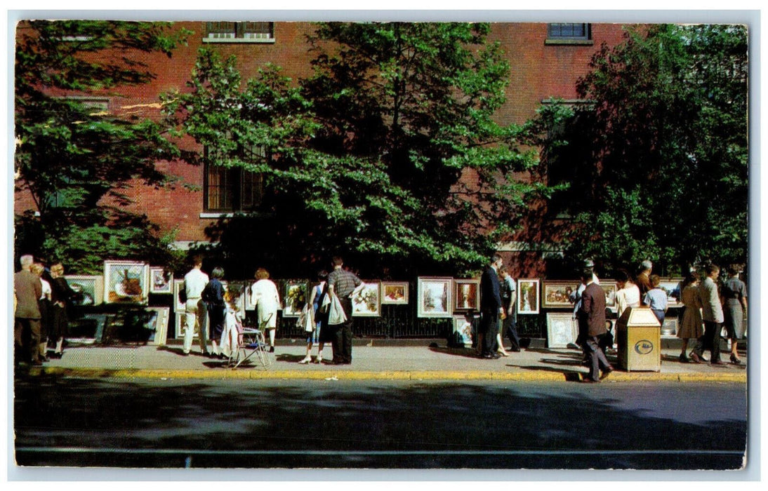 1961 Greenwich Village Outdoor Art Show Spectators Buyers New York NY Postcard