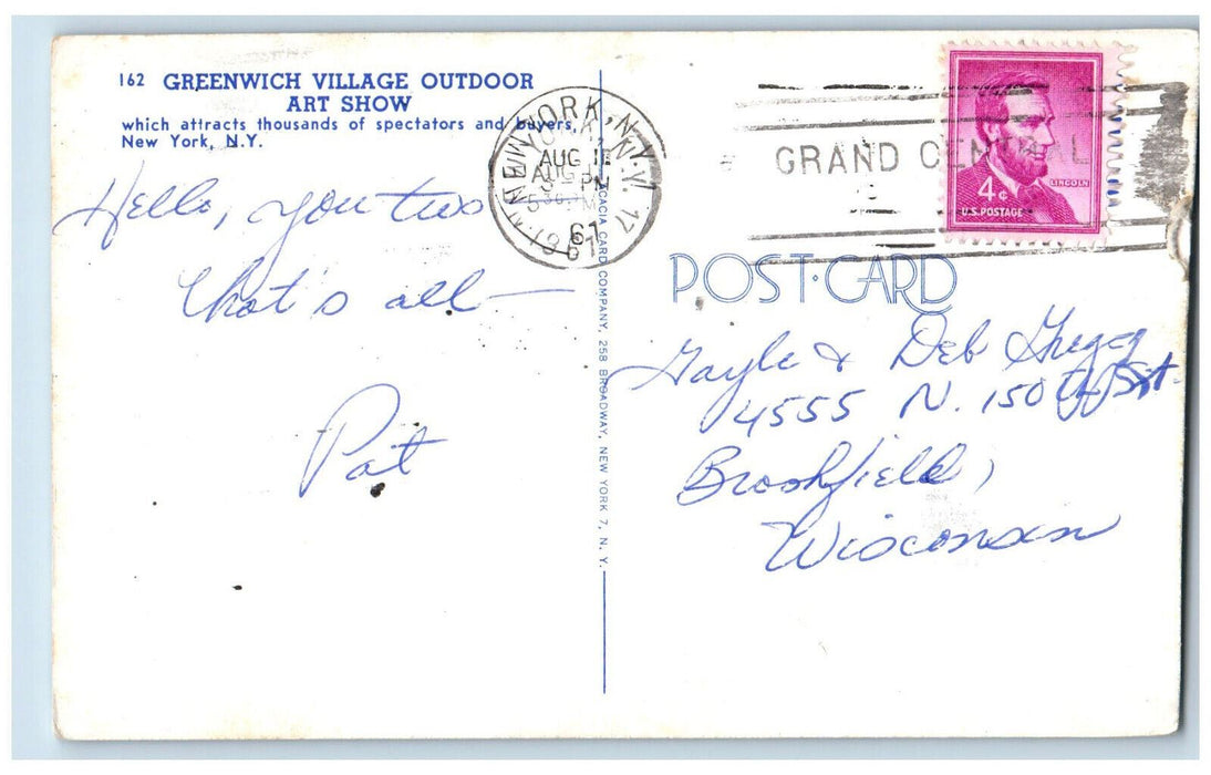 1961 Greenwich Village Outdoor Art Show Spectators Buyers New York NY Postcard