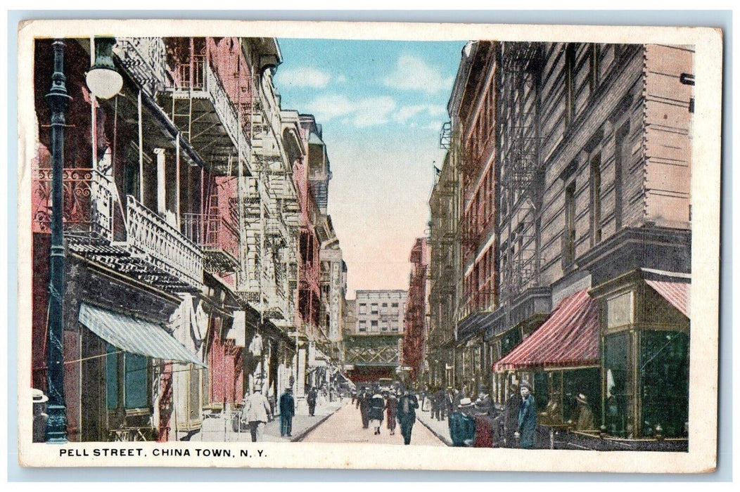 1919 Pell Street View Stores Building Chinatown New York NY Antique Postcard