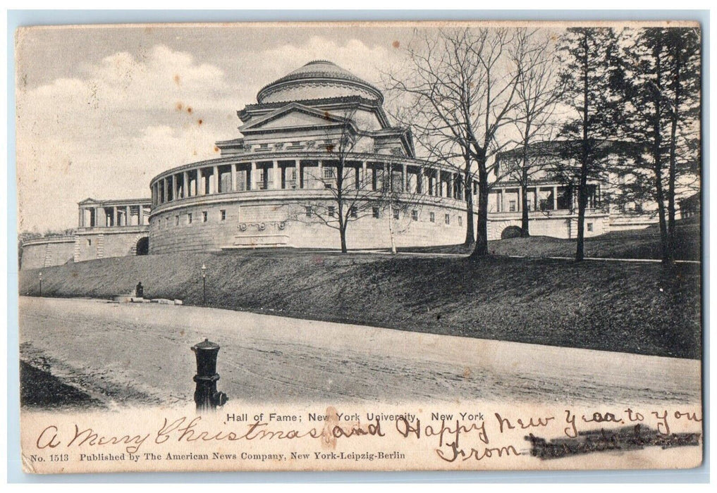 c1905 Hall Of Fame New York University Scene Street NY Posted Antique Postcard