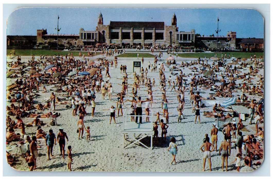 1950 Callisthenics at West Bathhouse Jones Beach Long Island NY Postcard