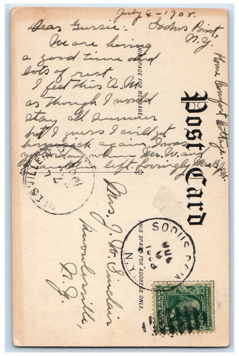 1908 Breakwater and Sand Point Sodus Bay New York NY Antique Postcard