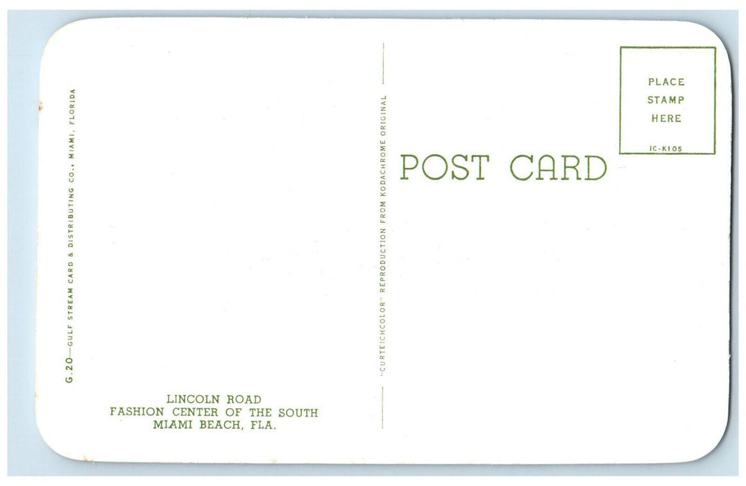 c1960's Lincoln Road Fashion Center of the South Miami Beach FL Postcard