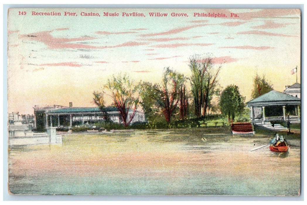 1917 Recreation Pier Casino Music Pavilion Willow Grove Philadelphia PA Postcard