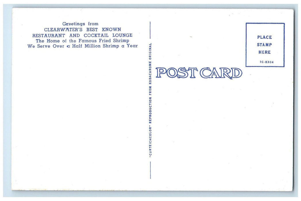 c1960's Greetings from Cleawater's Restaurant Cocktail Lounge FL Postcard