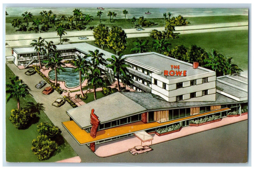 c1950's Rowe Resort Motel Indian Creek Drive Miami Beach Florida FL Postcard