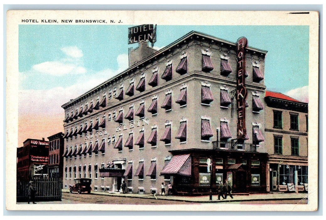 c1920 Hotel Klein Exterior Building Street New Brunswick New Jersey NJ Postcard