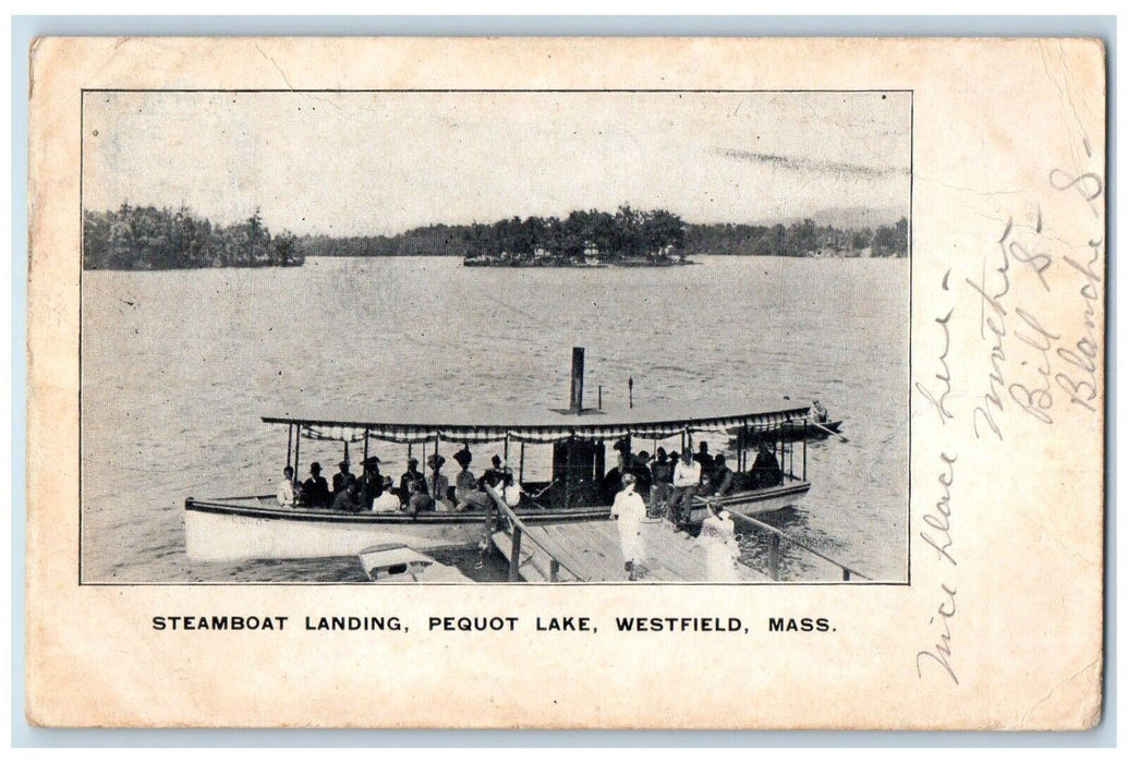 1908 Steamboat Landing Pequot Lake Westfield Massachusetts MA Vintage Postcard