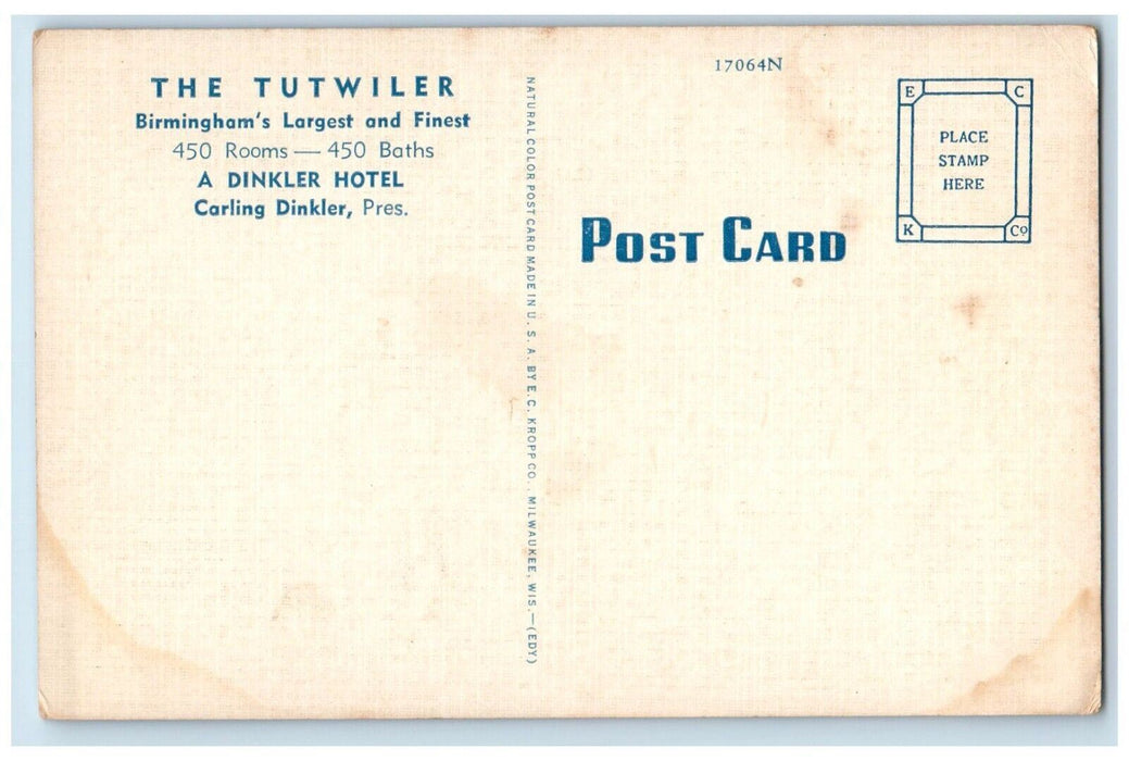 c1940 The Tutwiler Birmingham Exterior Building Street Night Alabama AL Postcard