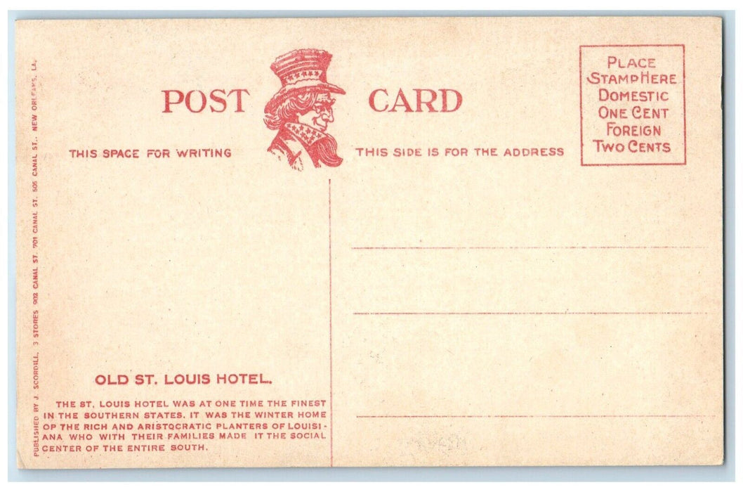 c1910 The Old St. Louis Hotel Exterior New Orleans Louisiana LA Vintage Postcard