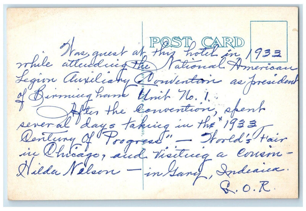 c1920 Fireplace Edgewater Beach Hotel Block Sheridan Road Chicago IL Postcard
