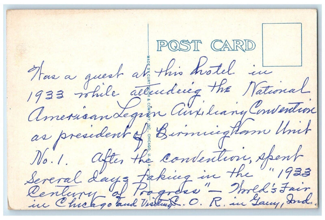 c1920 Ball Room Overlooking Lake Michigan Edgewater Sheridan Chicago IL Postcard