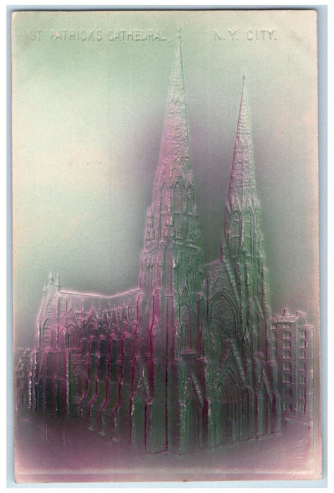 c1910's St. Patrick Cathedral New York City NY Airbrushed Embossed Postcard