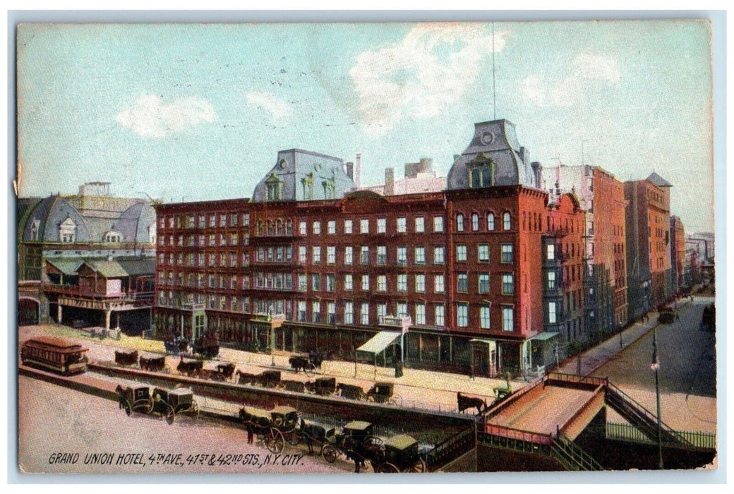 1908 Grand Union Hotel Building Horse Carriage New York City NY Antique Postcard