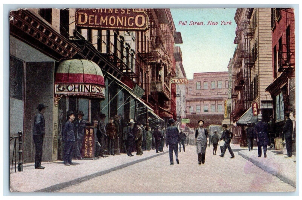 1914 Pell Street Chinatown Center Delmonico Savoy New York City NY Postcard