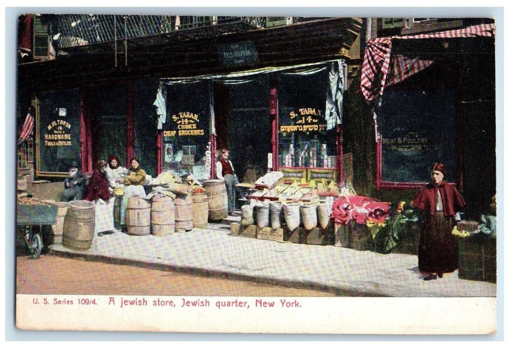 c1905 A Jewish Store Jewish Quarter Barrell Market S. Taran New York NY Postcard