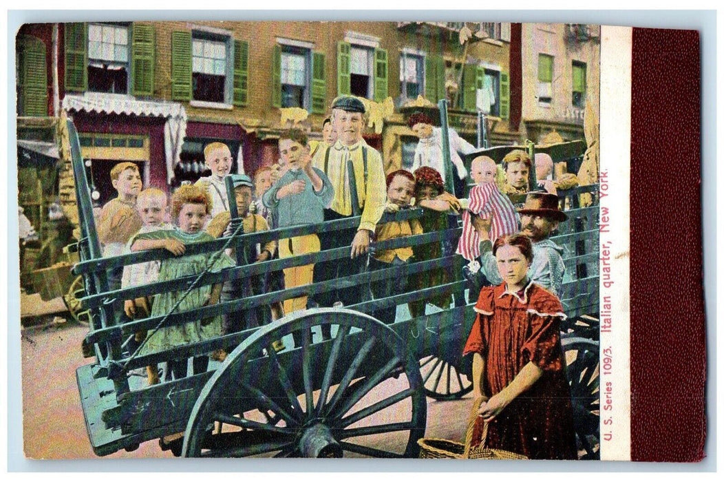 c1905 Italian Quarter Childrens Ride Wagon New York NY Unposted Antique Postcard