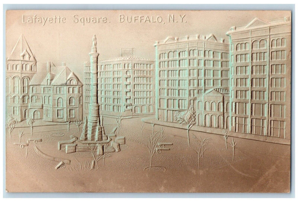 c1905 Lafayette Square Monument Exterior Embossed Buffalo New York NY Postcard