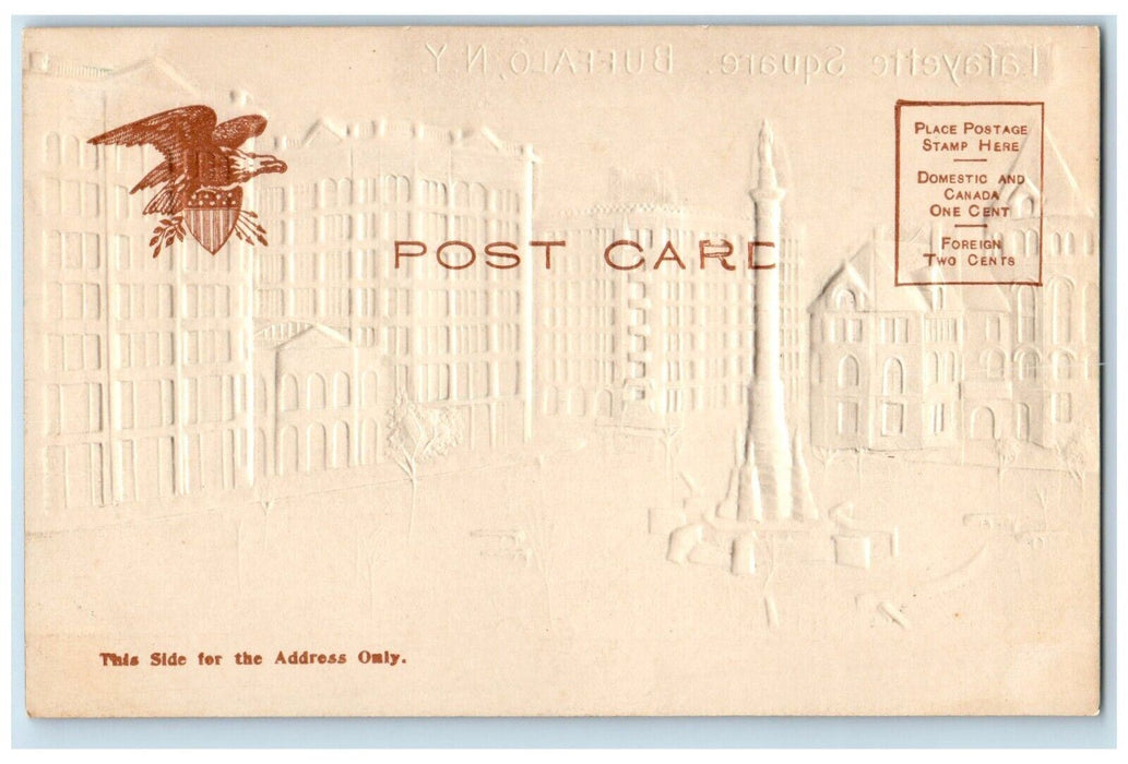 c1905 Lafayette Square Monument Exterior Embossed Buffalo New York NY Postcard