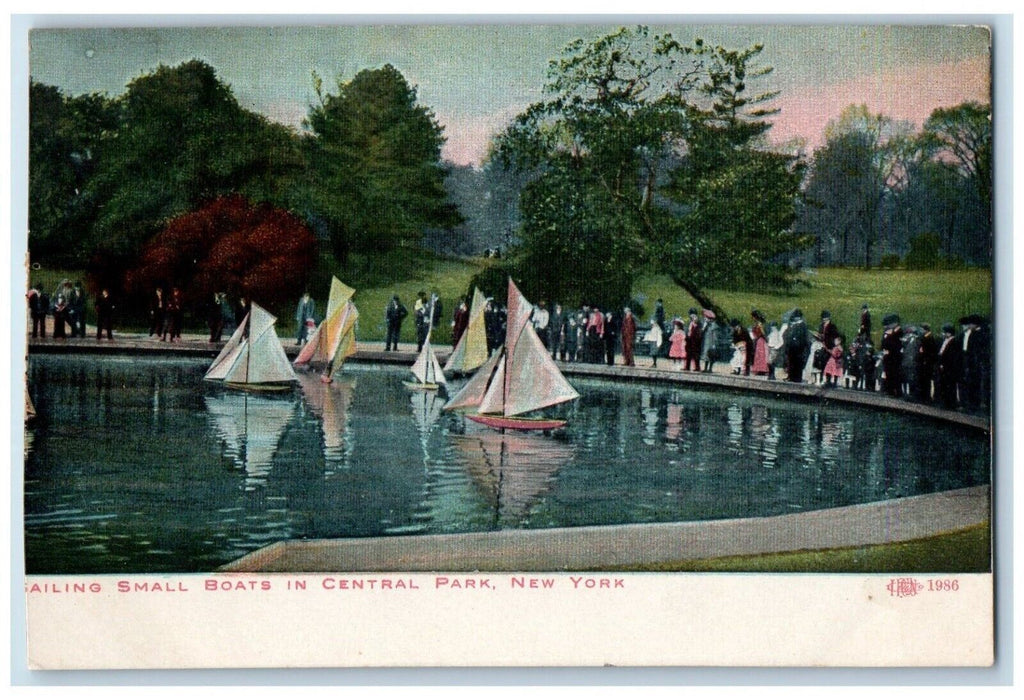1908 Sailing Small Boats In Central Park New York NY Posted Antique Postcard