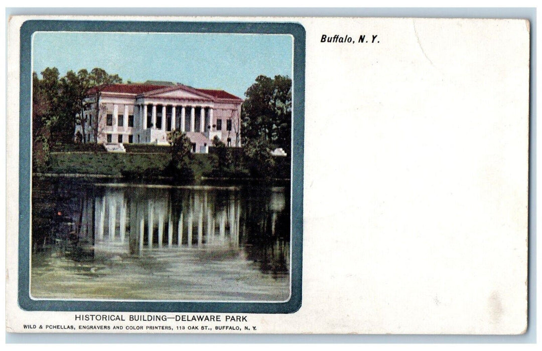 c1905 Historical Building Delaware Park Exterior River Buffalo New York Postcard