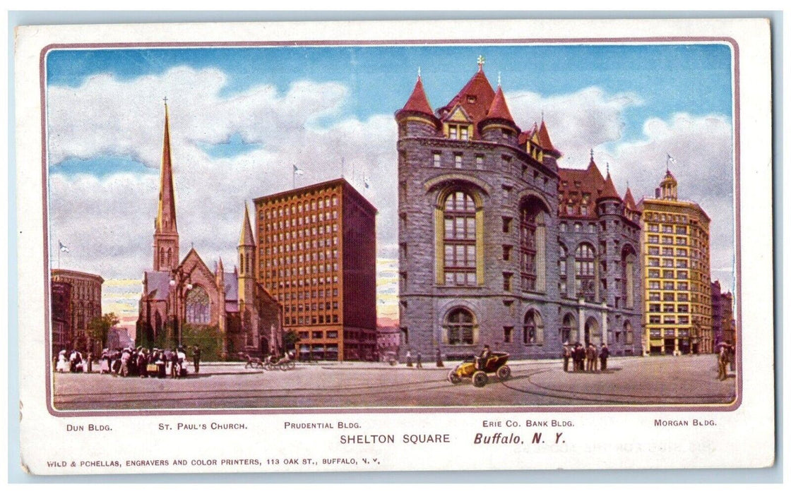 c1905 Dun St. Paul Church Prudential Shelton Square Buffalo New York NY Postcard