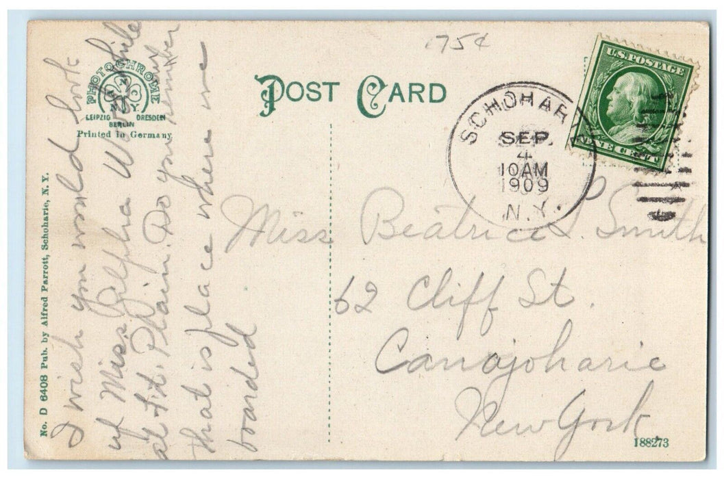 1909 Moonlight On Schoharie River Schoharie New York NY Posted Antique Postcard