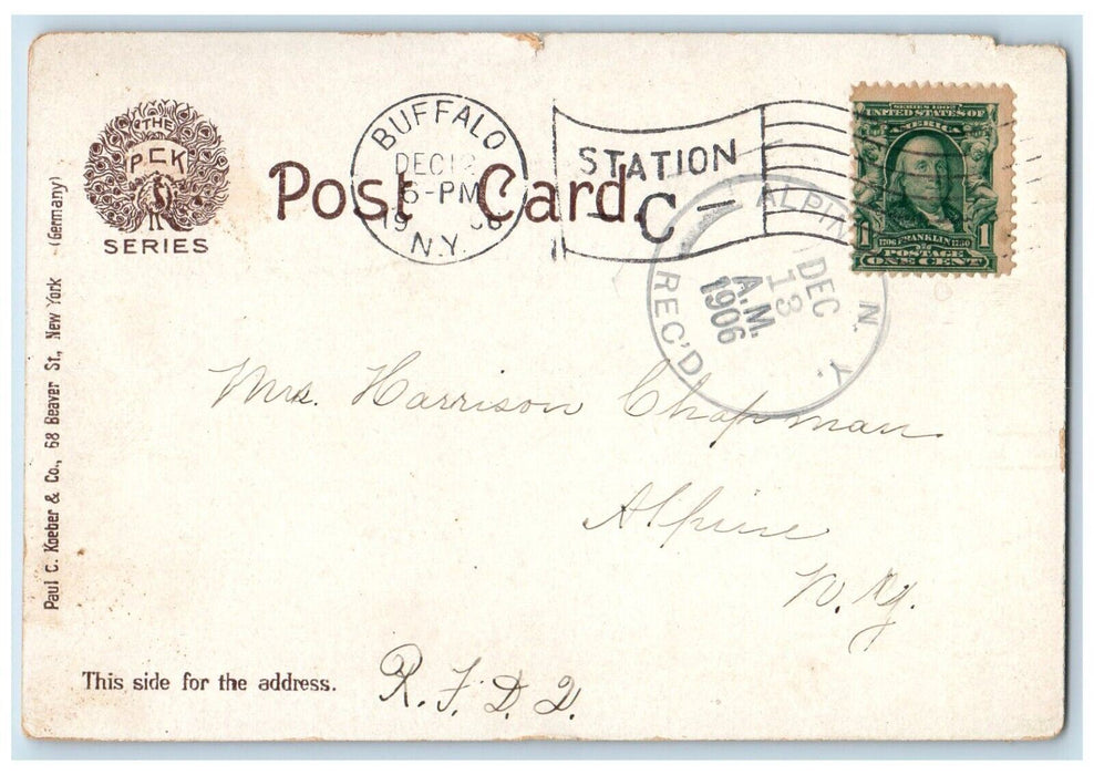 1906 Erie County Savings Bank Exterior Building Street Buffalo New York Postcard