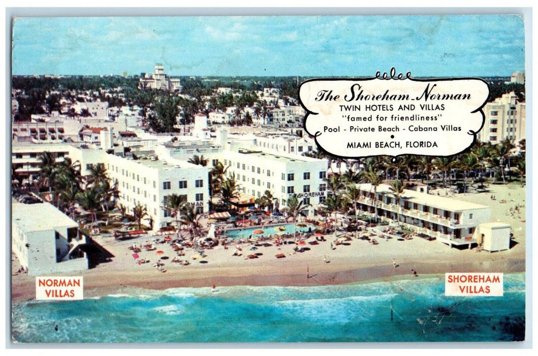 1966 The Shoreham Norman Twin Hotels and Villas Miami Beach FL Postcard