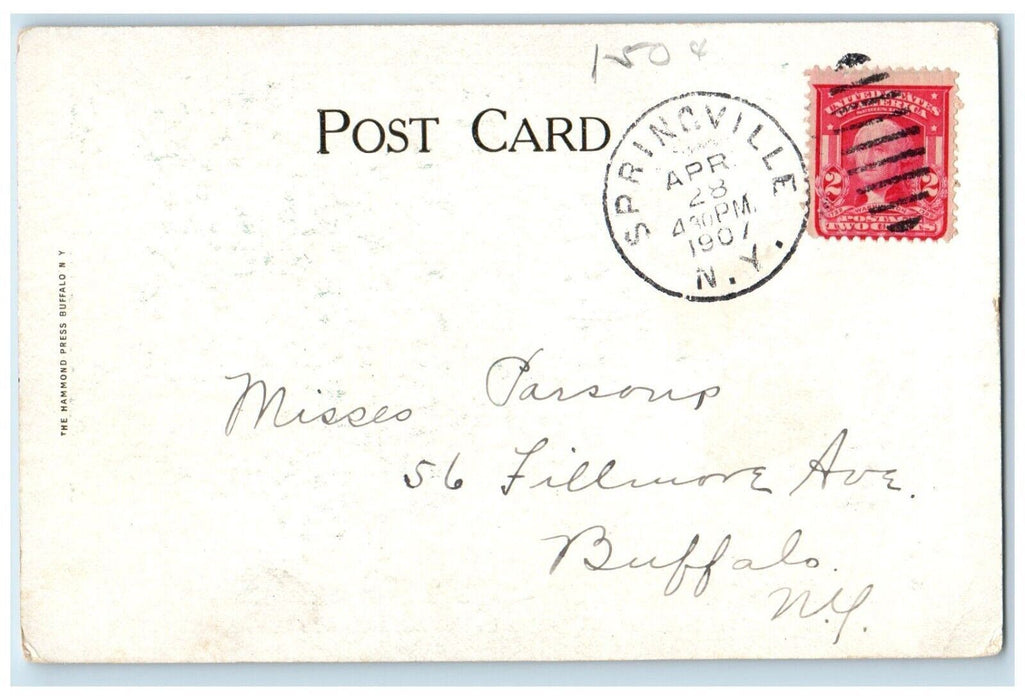 1907 Soldiers Monument And Some Of The Churches Springville New York NY Postcard