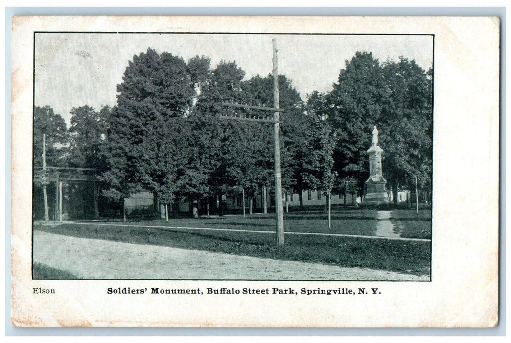 1907 Soldiers Monument Buffalo Street Springville New York NY Antique Postcard