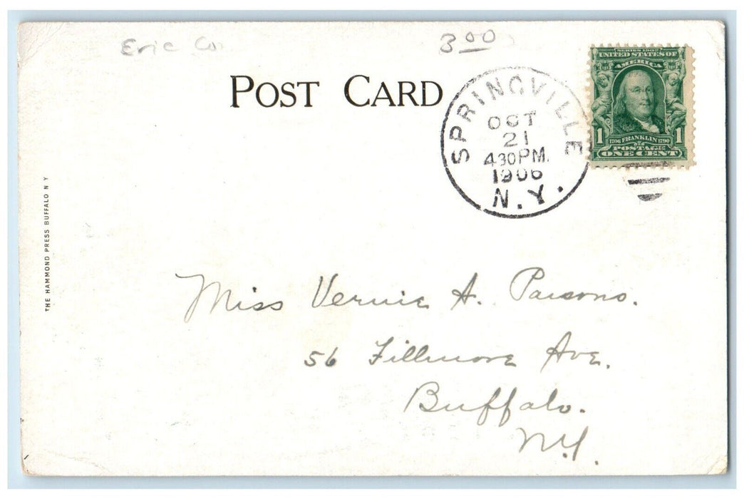 1906 Main Street East Dirt Road From Buffalo Street Springville NY Postcard