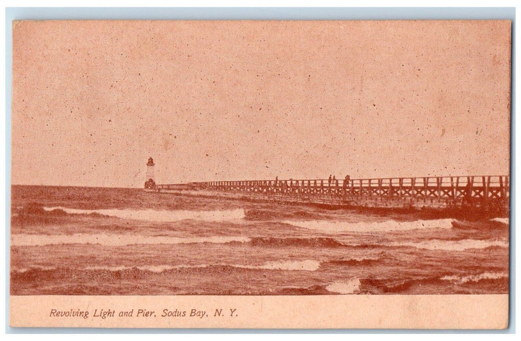 1912 Revolving Light And Pier Sodus Bay Williamson New York NY Antique Postcard