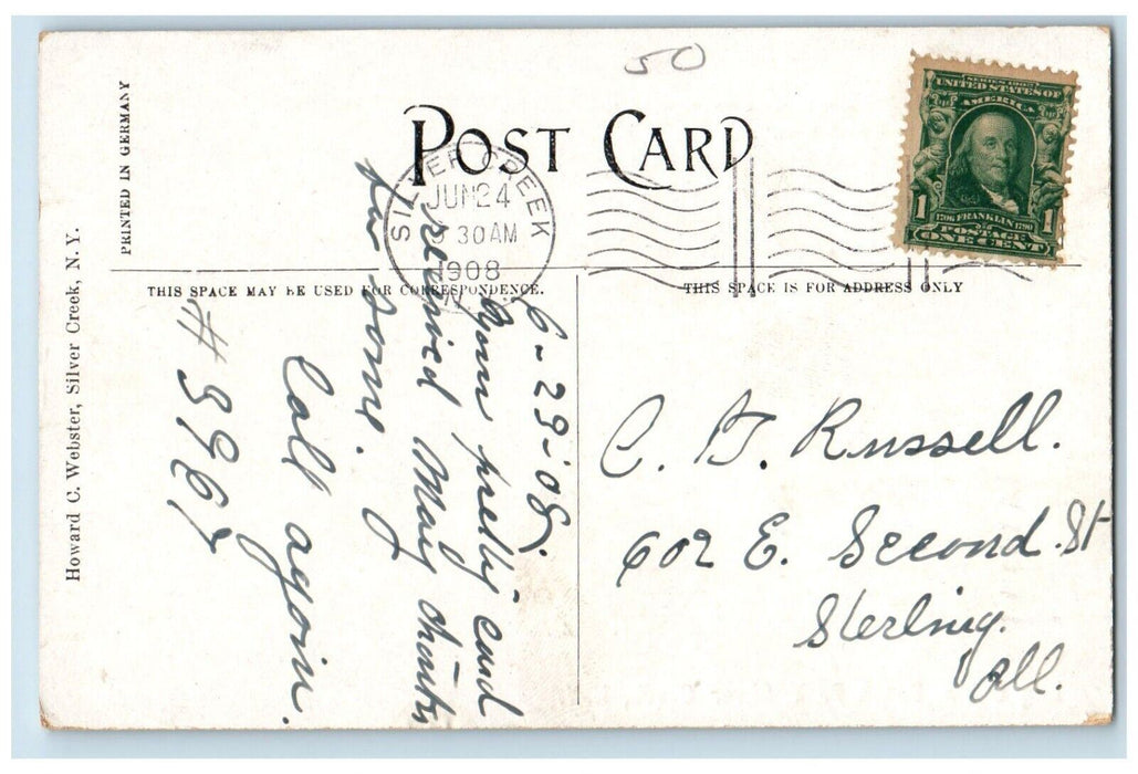1908 Log Cabin Beach Park Silver Creek New York NY Posted Antique Postcard