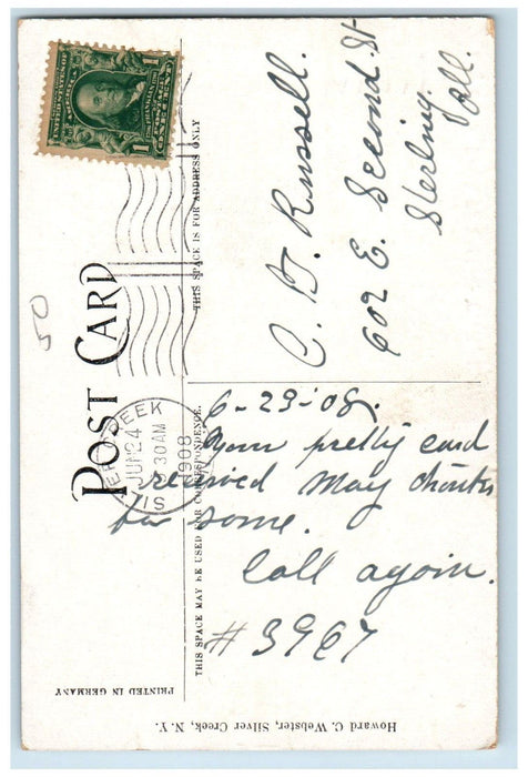 1908 Log Cabin Beach Park Silver Creek New York NY Posted Antique Postcard