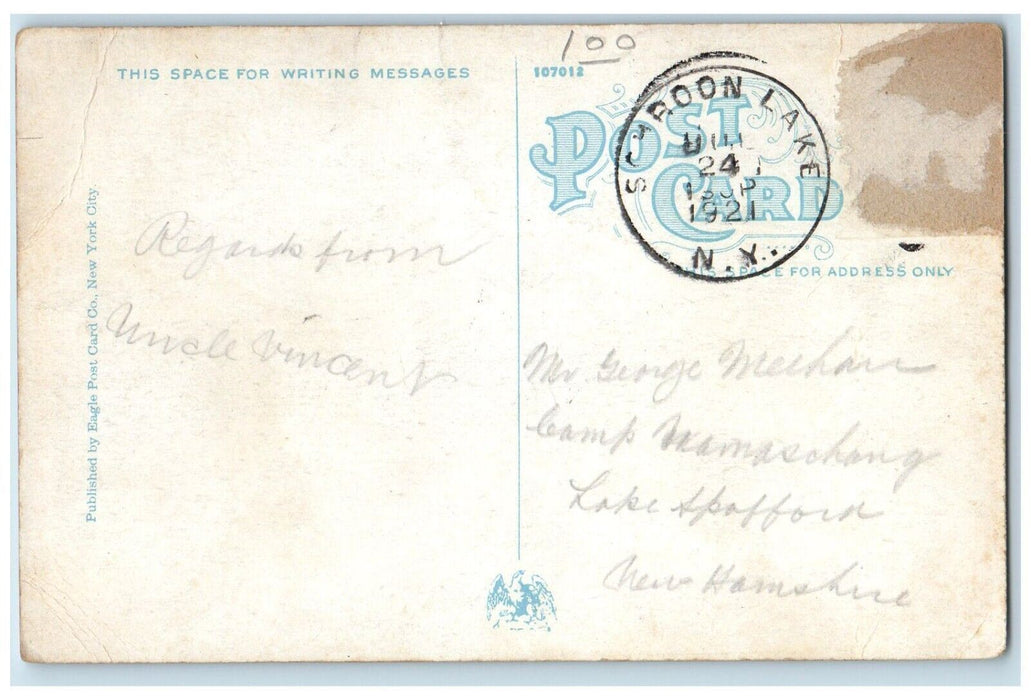 1921 Main Street Lel And House Ice Cream Parlor Cars Schroon Lake NY Postcard