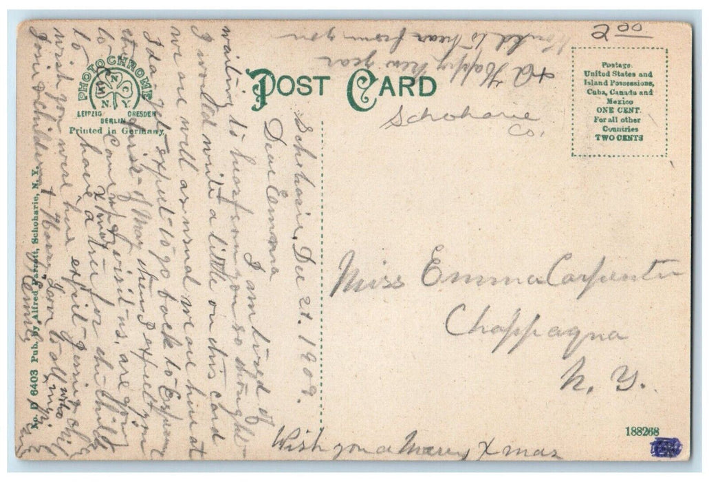 1909 Residential Main Street View Dirt Road Schoharie New York NY Postcard