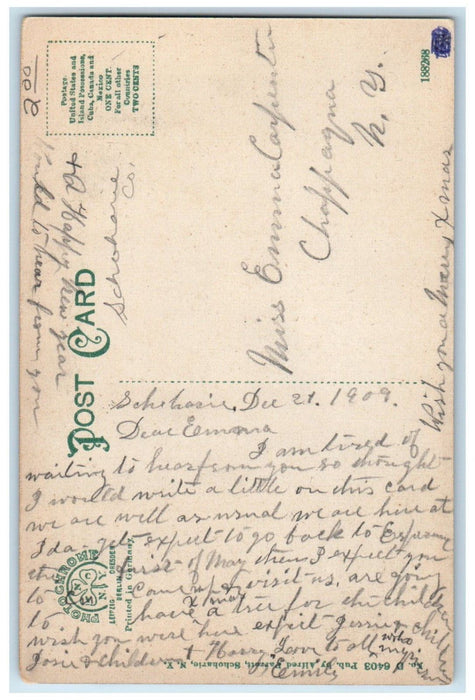 1909 Residential Main Street View Dirt Road Schoharie New York NY Postcard