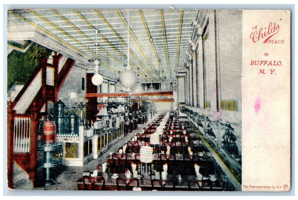 c1910 A Childs Place Restaurant Table Chairs Interior Buffalo New York Postcard