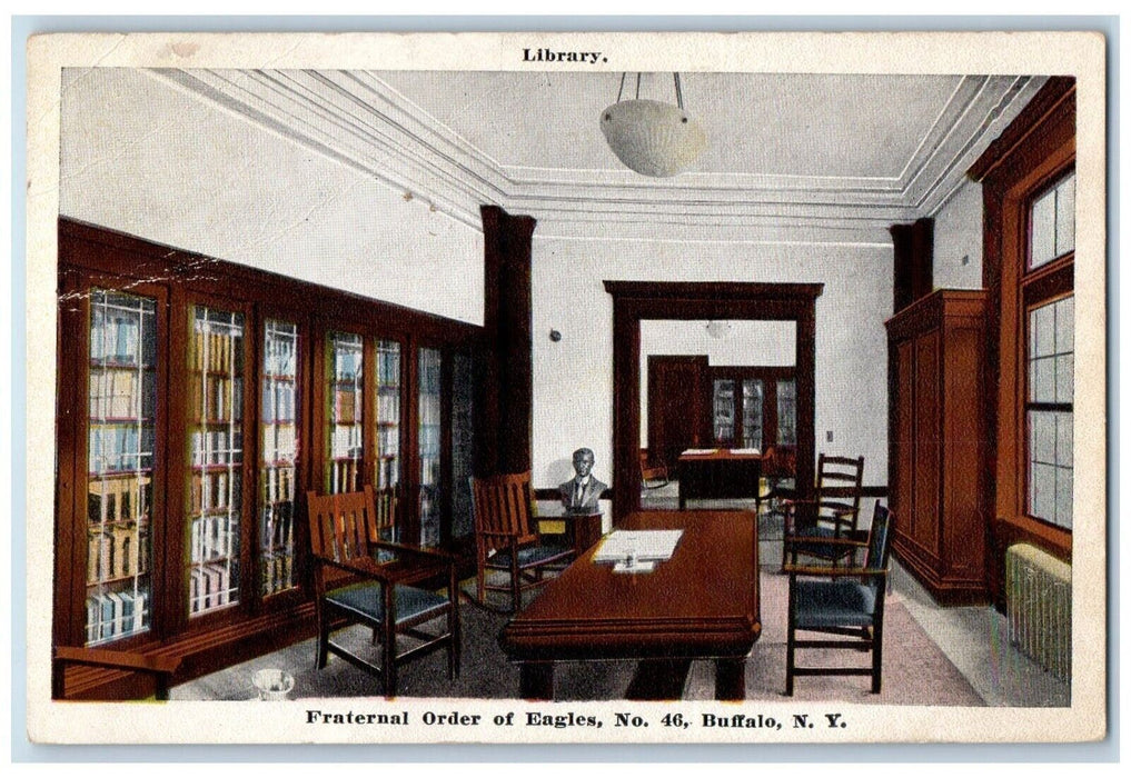 c1910 Fraternal Order Eagles Interior Library No. 46 Buffalo New York Postcard
