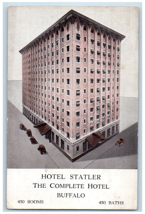1913 Hotel Statler Complete Hotel Exterior Building Buffalo New York NY Postcard