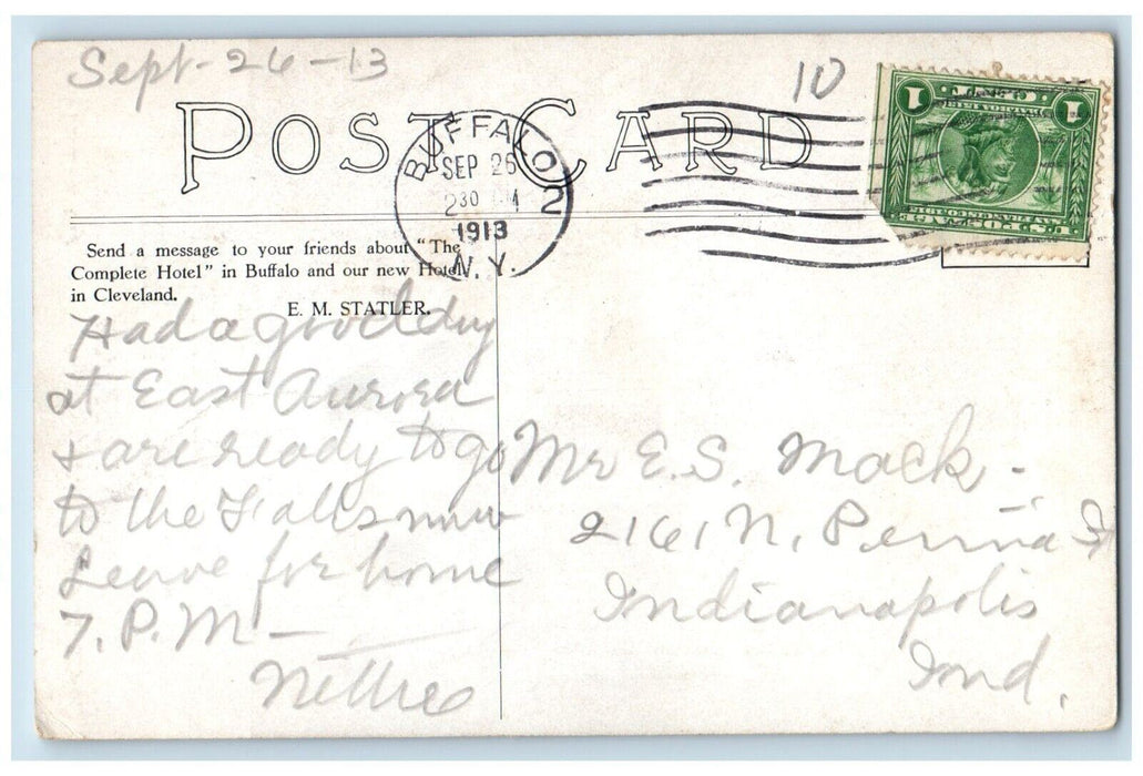 1913 Hotel Statler Complete Hotel Exterior Building Buffalo New York NY Postcard