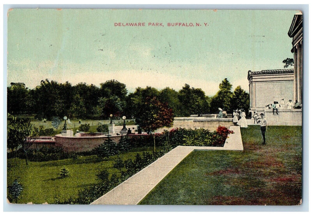 1910 Delaware Park Garden Terrace Buffalo Park New York Vintage Antique Postcard