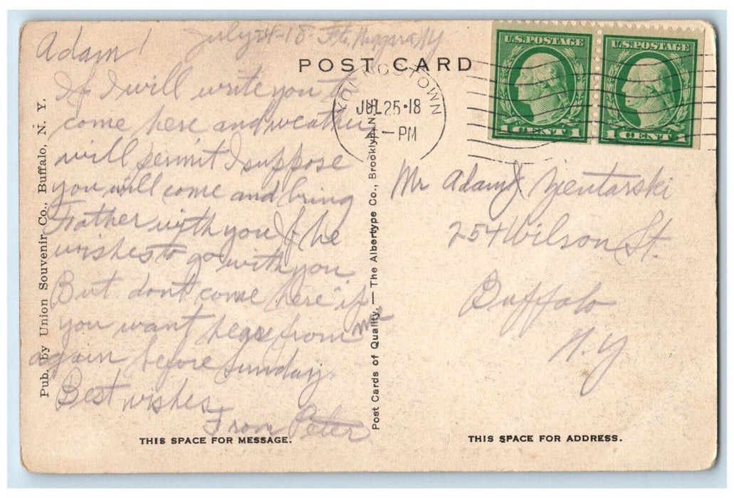 1918 Field Kit Inspection Fort Niagara Exterior Building Army New York Postcard