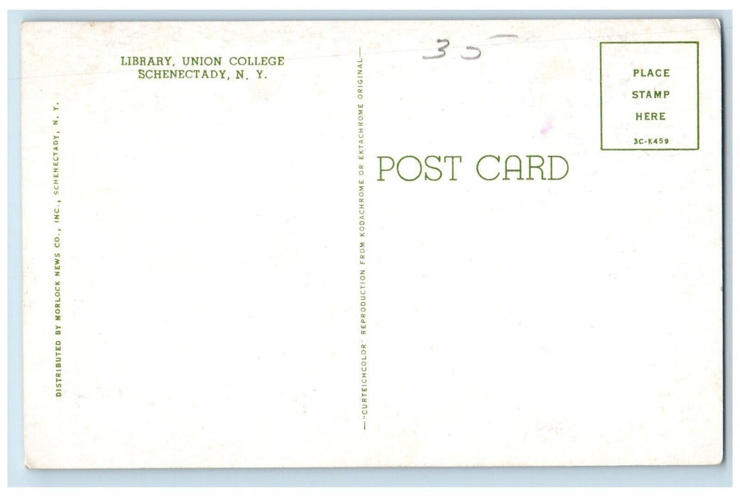 c1930's Library Union College Schenectady New York NY Antique Postcard