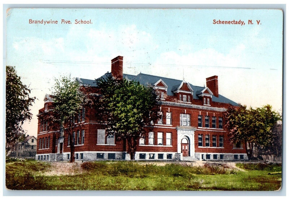 1910 Brandywine Avenue School Building Schenectady New York NY Antique Postcard