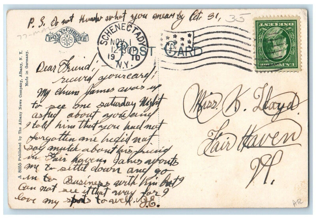 1910 Brandywine Avenue School Building Schenectady New York NY Antique Postcard