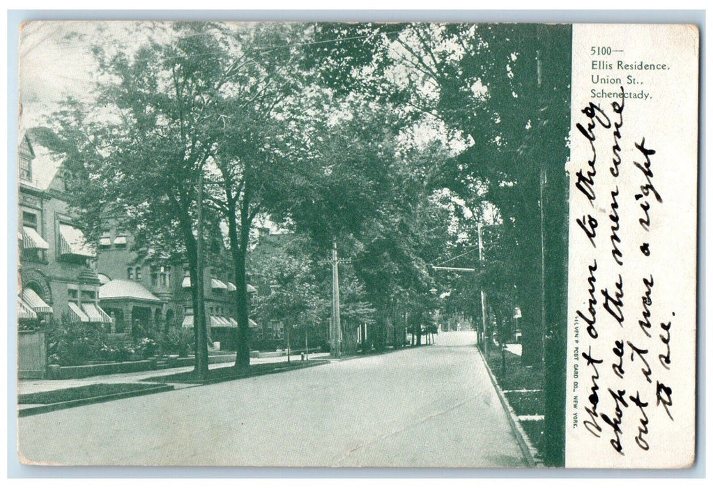 1906 Ellis Residence Union Street View Schenectady New York NY Antique Postcard